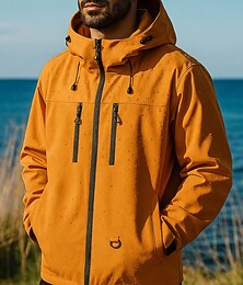 preiswerte -Herren Windjacke Softshelljacke Wanderjacke Außen Wasserdicht Winddicht Wanderoutfits Wanderbekleidung Frühling Herbst Oberteil Camping / Wandern / Höhlenforschung Laufen Einfarbig Schwarz Weiß Blau