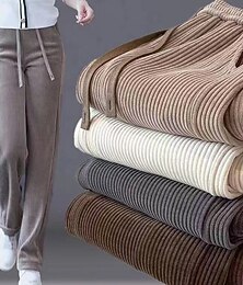 economico -Per donna Pantaloni Eleganti Dritto Streetwear Casual Lunghezza intera Naturale Semplice Design con Coulisse Elastica Confortevole Streetwear Ferie Weekend Grigio scuro Nero Cachi Autunno Vestibilit