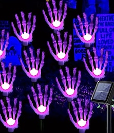 economico -8/12 pezzi di luci solari per Halloween a LED, luminose, a forma di mano di fantasma, a forma di mano di scheletro, per prato, impermeabili, per vialetti da giardino, atmosfera horror, oggetti