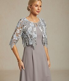 economico -Per donna Top in pizzo Elegante Romantico Girocollo Grigio Estate