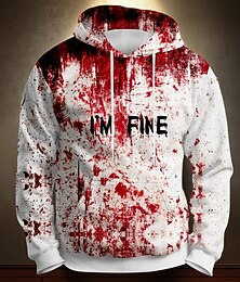 economico -Per uomo Schizzi di sangue 3D Macchie di sangue Felpe con cappuccio Felpa Punk Esagerato Manica Lunga Girocollo Club Abbigliamento casual alla moda Bianco 1 Bianco Coulisse Autunno Inverno progettista