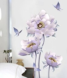abordables -Autocollant mural fleur papier peint auto-adhésif amovible mural pour chambre salon canapé fond style chinois créatif vinyle art décoration intérieur de la maison
