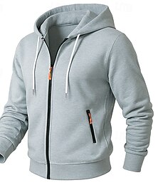 abordables -Hombre Sudadera Sudadera con capucha y cremallera completa Sudadera con capucha de lana Sudadera táctica con capucha Negro Azul Marino Gris Claro Gris Oscuro Con Capucha Plano Cremallera Deporte