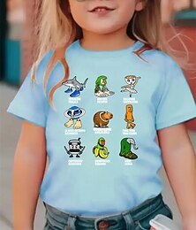 billiga -Rolig italiensk t-shirt med grafik och hjärnrot för flickor - lätt och stretchig t-shirt med lätt stretchigt tyg för åldrarna 4-12, avslappnad vardag &födelsedagsfestkläder barn sommartröja lekfull