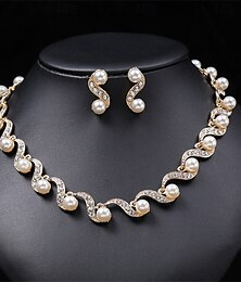 halpa -Korusetti 2 Helmi Kromi Korvakorut Kaulakorut Naisten Tyylikäs Vintage Muoti Vintage-tyyli Perinteinen Korusetti Käyttötarkoitus Häät Juhla Häävieras