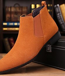 preiswerte -Beige Chelsea-Stiefel aus Wildlederimitat für Herren – klassische Business-Casual-Knöchelschuhe für Büro, Arbeit und Alltag