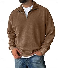 economico -Per uomo Maglia Felpa con zip corta Nero Vino Verde militare Blu marino Viola Mezza zip Semplice Mezza cerniera Quotidiano Ferie Uscire Poliestere Vintage Streetwear Casual Autunno & Inverno