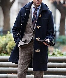 economico -Per uomo Cappotto Trench Trench lungo Vacanza Quotidiano Inverno Poliestere Antivento Caldo Capispalla Abbigliamento Moda Classico Semplice Tasca Con Cappuccio Monopetto