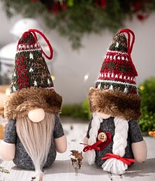 ieftine -Decorațiune de pluș gnom de Crăciun cu păpușă Rudolph cu lumină LED, ornament agățat, drăguț gnom fără chip, jucărie de pluș strălucitoare, decor festiv pentru bradul de Crăciun, petrecere de acasă