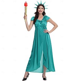 preiswerte -Freiheitsstatue Halloween Partykostüm Kostüm Cosplay Erwachsene Damen Halloween Karneval Leistung Party Maskerade Einfache Halloween-Kostüme Verkleiden