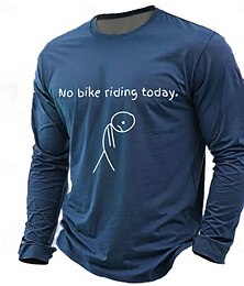 halpa -Miesten pitkähihainen graafinen t-paita 'Ei pyöräilyä tänään' Surullinen tikkufiguuri pyöräilyhumoripaita