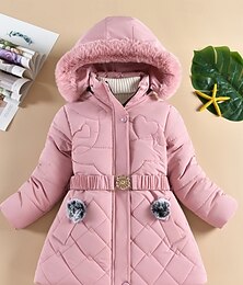 abordables -Niños Chica Plumón Color sólido Moda Cremallera Escuela Abrigo Ropa de calle 4-12 años Invierno Negro Rosa Azul Marino