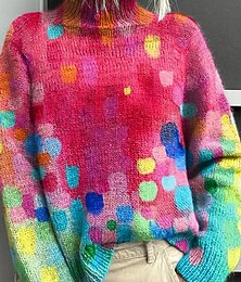 abordables -Femmes Sweat à capuche Géométrique Plaid Bloc de Couleur Streetwear Occasionnel manche longue À capuche Hauts Réguliers Rue Fête Avec Poches Imprimé Bleu Violet Fuchsia Automne Hiver