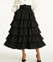 economico -abiti da cocktail a trapezio eleganti abiti formali da sposa lunghezza tè maniche lunghe maniche a sbuffo scollo a V raso con volant 2025