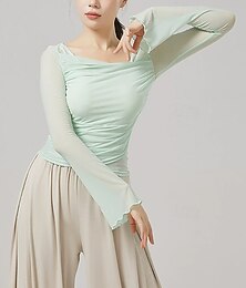 voordelige -Sportkleding Top Pure Kleur Gesplitst Tule Dames Prestatie Opleiding Lange mouw Hoog Polyester