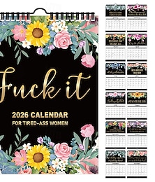 abordables -Calendario 2026 "Fuck It" para mujeres cansadas, regalo de Navidad y Año Nuevo, calendario 2026 para mujeres cansadas, calendario de pared "Fuck It" para cansadas, calendario colgante para oficina en