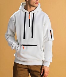 economico -Per uomo Felpa con cappuccio Felpa con cappuccio e zip corta Felpa con cappuccio in pile Nero Bianco Blu marino Cachi Grigio chiaro Con Cappuccio Semplice Tasca Sport & Outdoor Quotidiano Ferie