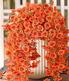 economico -Confezione da 4 fiori artificiali autunnali per esterni, finte viole del pensiero, finte crisantemi, fiori da appendere, decorazioni autunnali per esterni, resistenti ai raggi UV, anti-scolorimento,