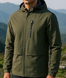 preiswerte -Herren Windjacke Softshelljacke Wanderjacke Außen Wasserdicht Winddicht Wanderoutfits Wanderbekleidung Frühling Herbst Oberteil Camping / Wandern / Höhlenforschung Laufen Schwarz Weiß Armeegrün