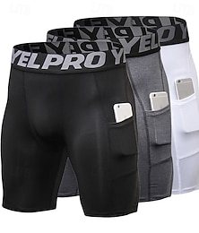 abordables -Hombre Pantalones Cortos Running Pantalón Corto Gimnasia Con bolsillos Alta cintura Prendas de abajo Ropa Deportiva Gimnasia Ejercicio Secado rápido Transpirable Gimnasio Baloncesto De Deporte Ajuste