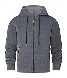 economico -Per uomo Felpa con cappuccio Felpa con cappuccio a zip intera Felpa con cappuccio in pile Felpa con cappuccio tattica Nero Blu marino Grigio chiaro Grigio scuro Con Cappuccio Semplice Cerniera Sport