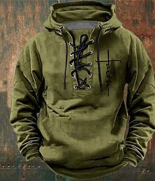 abordables -Homme Croix Sweat à capuche Sweatshirt Mode Frais Quotidien manche longue À capuche Extérieur Cadeau Voyage Bleu Noir Marron Vert Véronèse Cordon de serrage Automne Hiver Designer S M L XL XXL XXXL