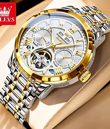 abordables -OLEVS Hommes Montre mécanique Créatif Sports Mode Décontracté Remontage automatique Lumineux Calendrier perpétuel Calendrier Acier Suivre