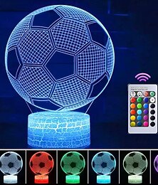 abordables -Coupe de l'euro 3d illusion football veilleuse 16 LED avec télécommande table tactile à changement de couleur lampes de bureau pour enfants décor anniversaire cadeaux de Noël fans de thème sportif