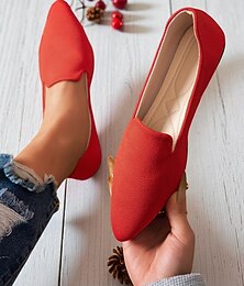 abordables -Chaussures plates rouges à bout pointu pour femmes – mocassins élégants à enfiler pour Noël, les fêtes et les tenues décontractées du quotidien