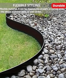 economico -Kit di bordatura da giardino in plastica PE nera facile da installare con picchetti - bordatura resistente per prato per il paesaggio &separazione dell'erba