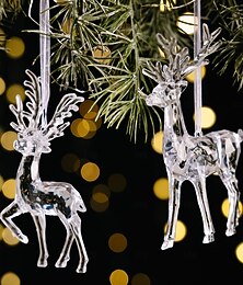 economico -2 ornamenti natalizi a forma di renna in cristallo, decorazioni da appendere a forma di renna in acrilico trasparente, statuette pendenti da appendere all'albero di Natale per decorazioni natalizie