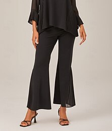 abordables -Pantalones anchos plisados para mujer, cintura elástica, patchwork en contraste, de tencel, estilo roma, elegantes, cómodos, transpirables, informales, para uso diario y trabajo, otoño.