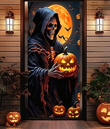 رخيصةأون -Halloween غطاء الباب لافتات خارجية شبح الموت قرع مخدر الظلام بانك القوطية حفلة الخارج خلفيات التصوير الباب الأمامي شرفة حائطية ديكورات حائط وباب وخلفية