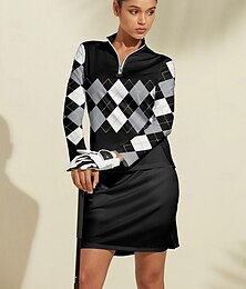 preiswerte -Damen Golf-Poloshirt Schwarz Langarm Oberteil Damen-Golfkleidung, Kleidung, Outfits, Kleidung