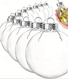 זול -12 יחידות דיסק שטוח לחג המולד למילוי קישוטי כדור עשה זאת בעצמך דיסק שטוח מפלסטיק שקוף קישוטי לפרויקטים של יצירה, מסיבת חג המולד, חתונה, עיצוב הבית