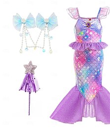 voordelige -de kleine zeemeermin kleine zeemeermin zeemeerminstaart aqua prinsessenjurk halloweenjurk cosplaykostuum themafeestkostuum cosplayfilm cosplay voor meisjes kindercarnaval maskerade