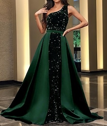 ieftine -Linia -A Trompetă / Sirenă Rochii de seara Elegant Rochie formală Oficial Nuntă Mătura / Trenă Fără manșon Pe Umăr Satin cu Rochie cu fanta 2025