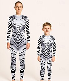 levne -Rodinný vzhled Kombinéza Halloween vzor ulice Tisk Černá Bílá Rubínově červená Dlouhý rukáv Odpovídající oblečení