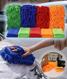 economico -Set di 6 spugne e asciugamani per il lavaggio dell'auto: include 1 guanto in spugna per la pulizia e 5 morbidi asciugamani in microfibra super assorbenti, riutilizzabili per auto, casa e cucina.