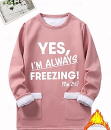 abordables -Mujer Sudadera Pullover Bolsillo Estampado Graphic Letra Cálido Moda Casual Manga Larga Cuello Barco Escote Redondo Tops largos Calle Uso Diario Azul Piscina Negro Gris Oscuro Gris Otoño Invierno