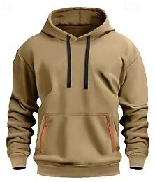 abordables -Hombre Sudadera Sudadera con capucha de lana Sudadera táctica con capucha Negro Azul Marino Color Camello Caqui Gris Claro Con Capucha Plano Bolsillo Deporte Casual Diario Ropa de calle Fresco Ropa