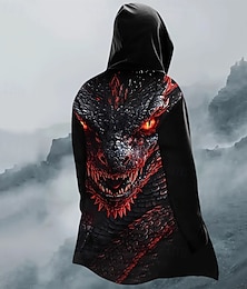 economico -Halloween Per uomo Drago Cappotto Invernale Giacca in Pile Cappotto Calore Termico Confortevole Casual Streetwear Abbigliamento quotidiano Cerniera Tasca Stampa 3D Autunno Inverno Con Cappuccio