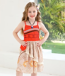 voordelige -Moana prinses Moana jurk ketting kostuum Halloween jurk cosplay kostuum film tv thema kostuums film cosplay voor meisjes kindercarnaval kinderdag wereldboekendag feest verjaardag strand