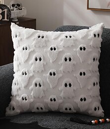 abordables -Housse de coussin en peluche fantôme d'Halloween, housse de coussin décorative 3D pour canapé, canapé et salon, décoration intérieure festive