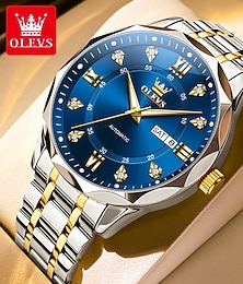 abordables -Montre homme Olevs 6727, montre mécanique automatique de luxe originale, étanche, calendrier, semaine, en acier inoxydable