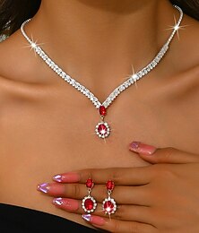 economico -Set di Gioielli 3 Pezzi Strass Cromo Orecchini Collana Per donna Elegante Vintage Delicato Geometrico Geometrico Parure di gioielli Per Matrimonio Feste Ospite di nozze