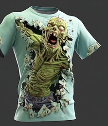baratos -Halloween Homens 3D impressão Zumbis 3D Camiseta Manga Curta Camiseta Impressão 3D Gola Redonda Camisa Exagerado Designer Terror Festa Rua Feriado Azul Claro Verde 1# Verde 2# Verão Primavera Todas