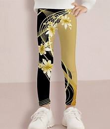abordables -Fille 3D Fleuri Pantalons Leggings Printemps Automne Mignon Basique Enfants 4-12 ans Extérieur Occasionnel Quotidien Coupe régulière
