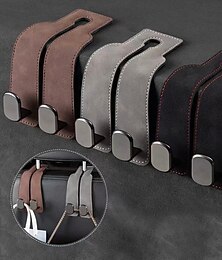 お買い得  -車のシートバックダブルフック2個 - スエード &金属製後部座席オーガナイザー、車用収納ハンガー、内装アクセサリー