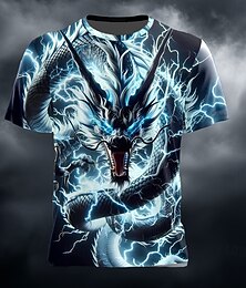 baratos -Homens Dragão 3D Camiseta Manga Curta Camiseta Impressão 3D Gola Redonda Camisa Exagerado Designer Festa Rua Casual Azul Roxo Verde Verão Primavera Roupa S M L XL XXL XXXL